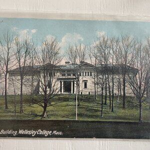 Antique Wellesley College postcard - art building